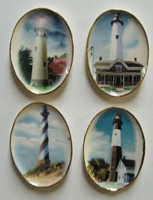 Dollhouse Miniature 4 Oval Lighthouses & Ships